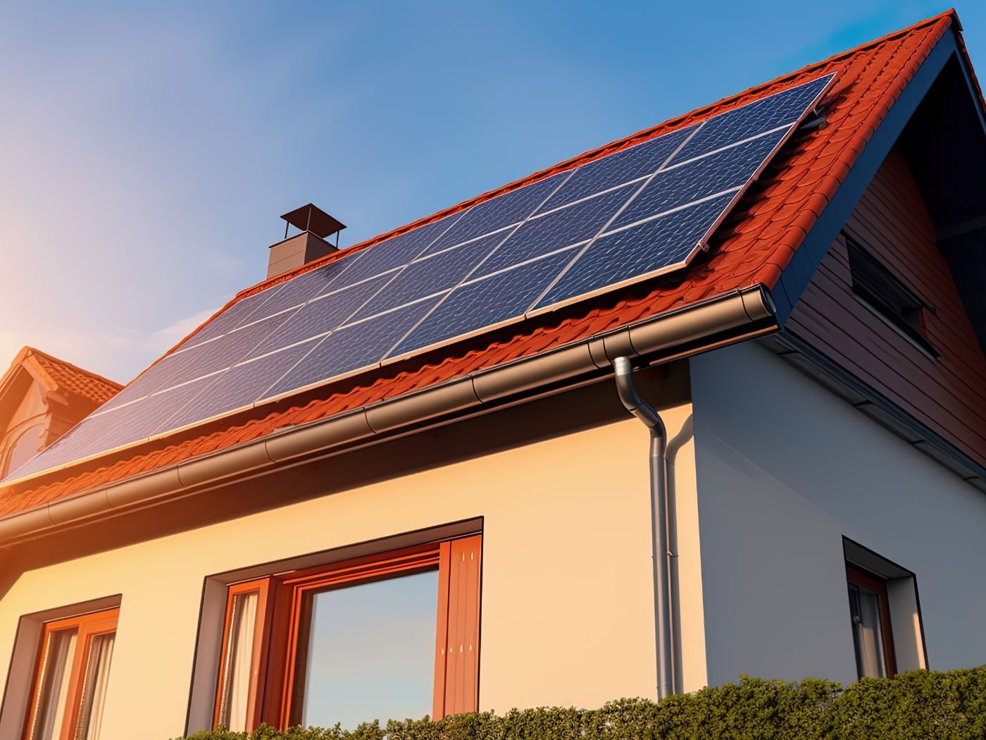 Saulės elektrinė ant individualaus namo stogo